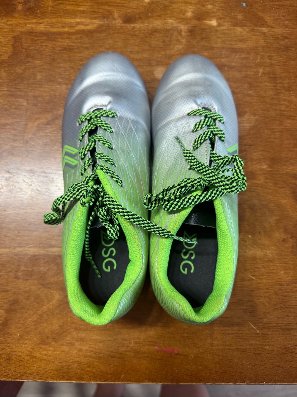 DSG Kids Silver and Lime Green Soccer Cleats
